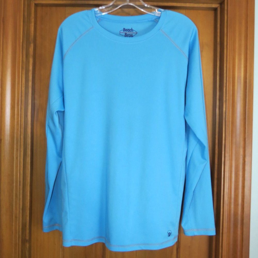 Beach Bros. Men's Blue Long Sleeve Polyester Shirt Size Large